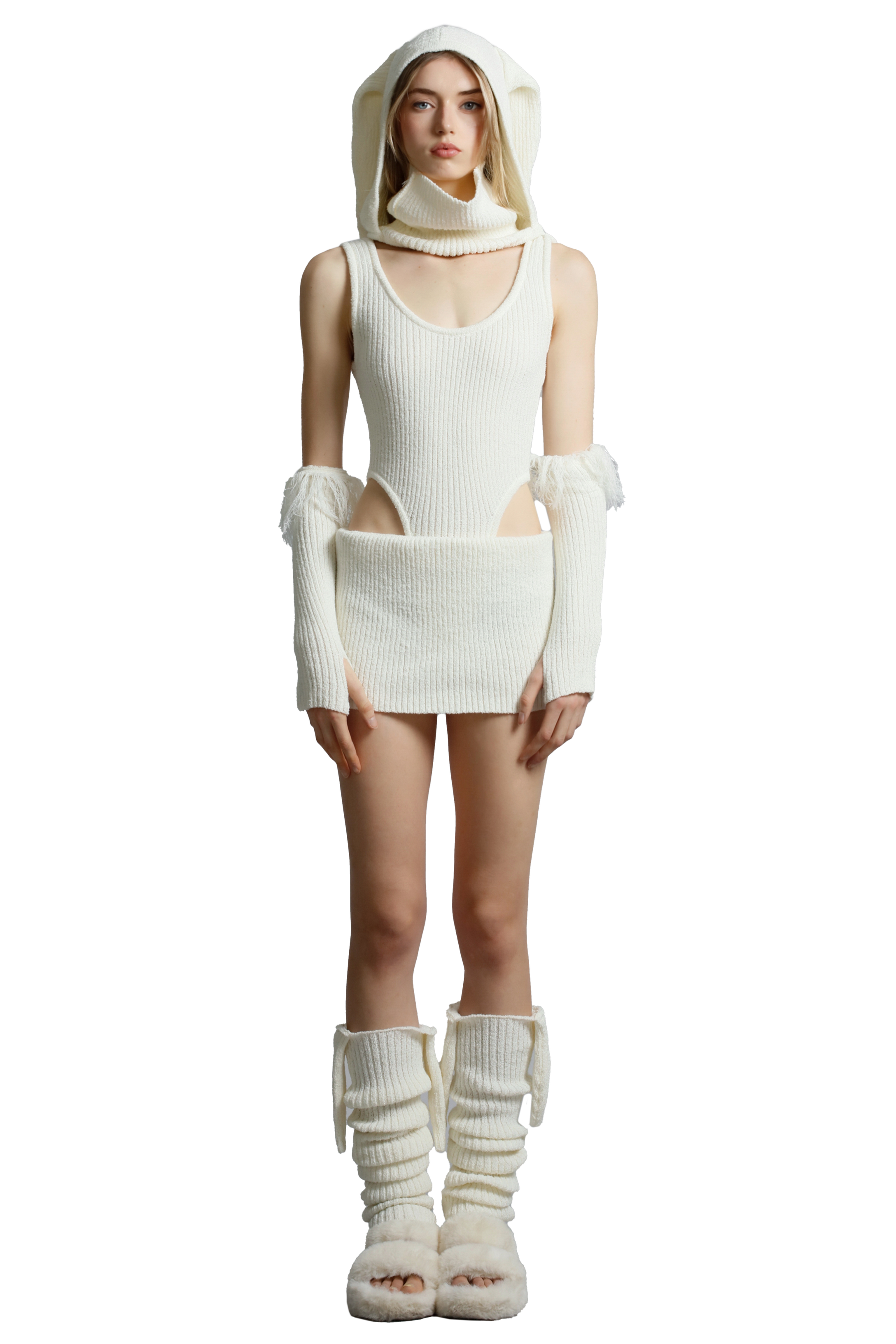 Knit Mini Skirt With Leg Warmers